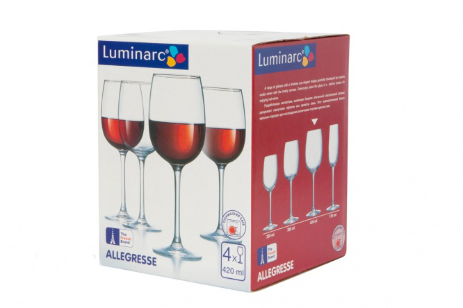 Набор бокалов для вина Luminarc "Allegresse", 420 мл, 4 шт Набор бокалов для вина Luminarc "Allegresse", 420 мл, 4 шт