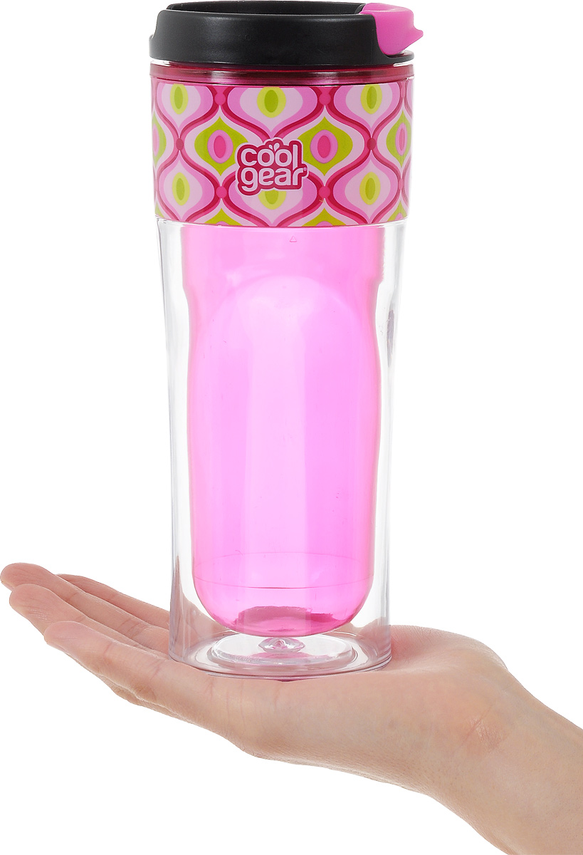 Кружка дорожная Cool Gear "Razor", для горячих напитков, цвет: розовый, черный, 420 мл. 1283