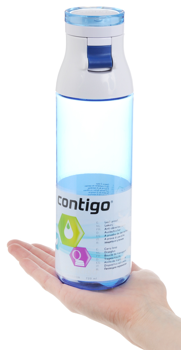 Бутылка для воды Contigo "Jackson", цвет: синий, белый, 720 мл