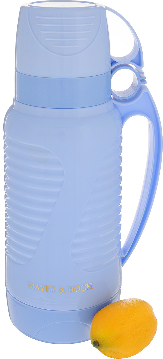 Термос "Mayer & Boch", с 2 чашами, цвет: голубой, 1,8 л