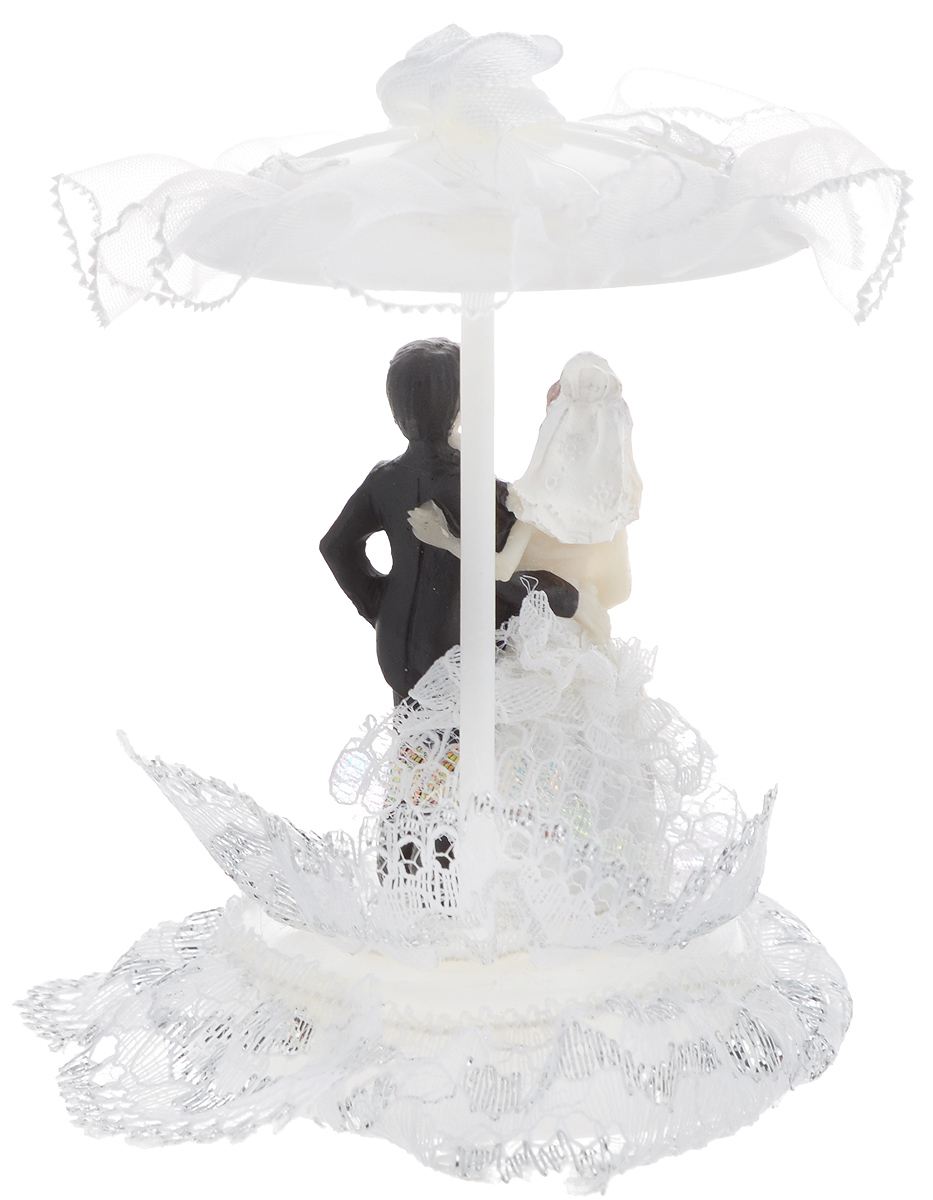 Свадебная фигурка на торт Принт Торг "Жених и невеста под зонтиком", малая, высоат 9 см