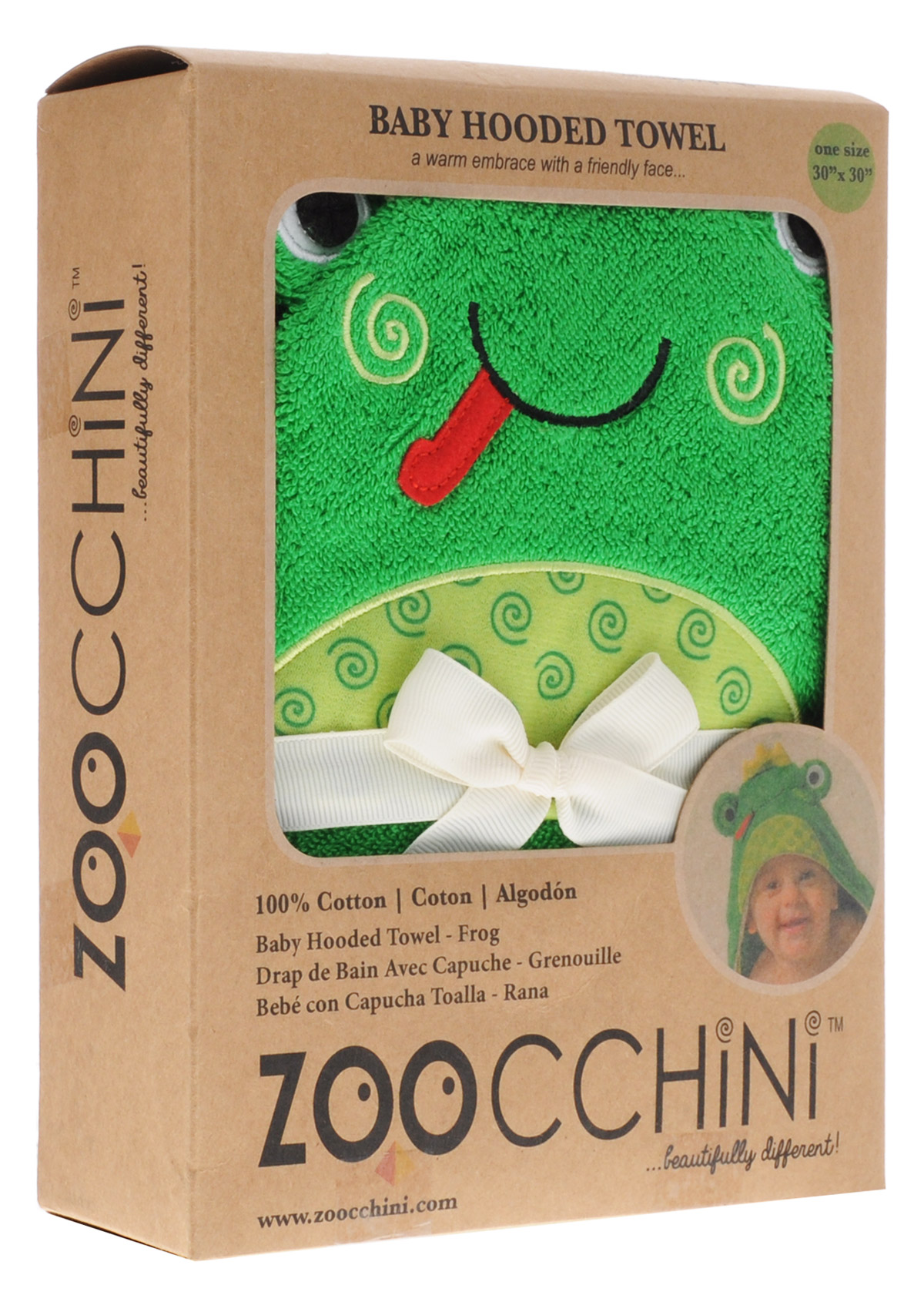 Zoocchini Полотенце с капюшоном Лягушонок Флиппи 76 х 76 см