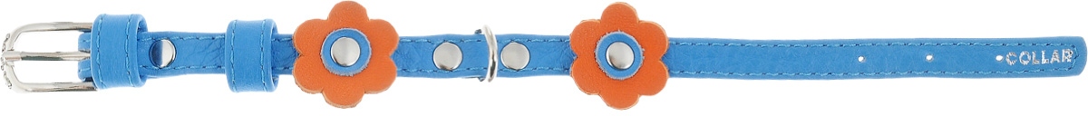 Ошейник для собак CoLLaR Glamour "Аппликация", цвет: голубой, оранжевый, ширина 9 мм, обхват шеи 18-21 см