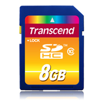Transcend SDHC Class 10 8GB (TS8GSDHC10) карта памятиTS8GSDHC10 Transcend SDHC Class 10 8GB (TS8GSDHC10) карта памятиTS8GSDHC10Высокотехнологичные устройства, записывающие изображения, видео и звук, требуют всё более высоких скоростей работы и объёмов памяти для сохранения произведений нашего творчества. Карты памяти Transcend Secure Digital High Capacity Class 10 поддерживают файлы формата FAT32 и вы можете использовать их для хранения музыкальных коллекций, альбомов фотографий, фильмов или использовать в устройствах, требующих большого объёма памяти. Внимание: перед оформлением заказа убедитесь в поддержке вашим электронным устройством карт памяти данного объема.