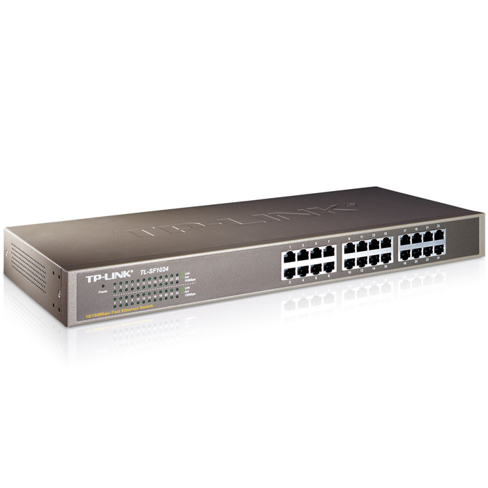 TP-Link TL-SF1024TL-SF1024 TP-Link TL-SF1024TL-SF102424-портовый гигабитный коммутатор TP-Link TL-SF1024, монтируемый в стойку, предназначен для удовлетворения сетевых нужд наиболее требовательных рабочих групп и отделов. Надежный, простой в управлении коммутатор TL-SF1024 оснащен 24 портами 10/100 Мбит/с. Модель TL-SF1024 сочетает в себе простоту использования и непревзойденные рабочие характеристики, представляет собой исключительную ценность для любого системного администратора, который хочет наилучшее возможное сетевое решение по наиболее приемлемой цене. Простота в использовании Функции автосогласования гигабитного коммутатора облегчают установку устройства. Не требуется дополнительной настройки. Функция авто-MDI/MDIX устраняет необходимость применения кабеля с перекрещивающимися парами. Функция автосогласования на каждом порту определяет скорость соединения сетевого устройства (10 или 100 Мбит/с) и производит настройку совместимости и оптимального режима работы. Благодаря компактному размеру корпуса устройство...