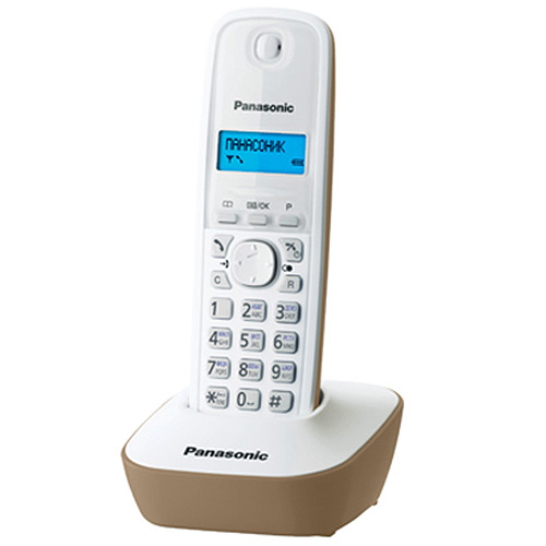 Panasonic KX-TG1611 RUJ, Beige DECT телефонKX-TG1611RUJ Panasonic KX-TG1611 RUJ, Beige DECT телефонKX-TG1611RUJDECT-телефон Panasonic KX-TG1611 RUF предложит владельцу массу полезных функций, 12 мелодий звонка, стильный дизайн и подарит радость общения. Аппарат оснащен 1-строчным монохромным дисплеем с подсветкой. Это делает его использование в темноте или плохо освещенном помещении чрезвычайно удобным. Телефонная книга и журнал входящих вызовов способны сохранить до 50 номеров. Автоматический определитель номера поможет избежать нежелательных бесед, часы и будильник - не опоздать на работу или встречи. Поддержка стандартов DECT/GAP позволяет использовать любые совместимые телефоны и базы (не все функции могут быть доступны). Аппарат снабжен русскоязычным меню.