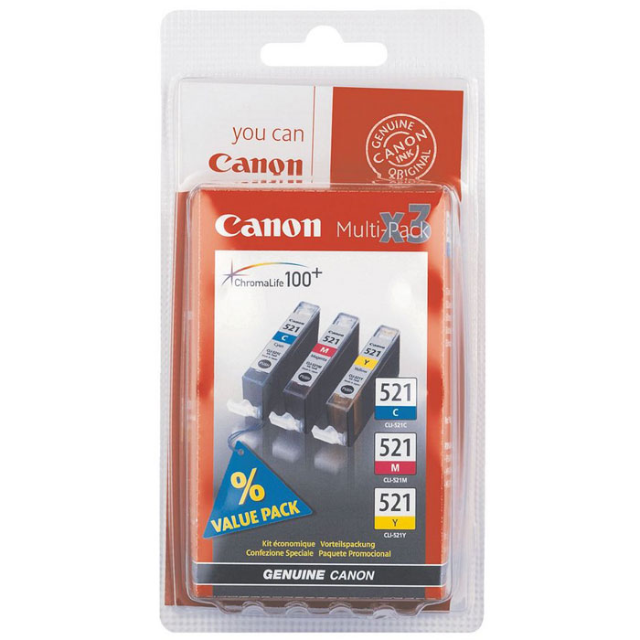 Canon CLI-521 Multipack (C/M/Y)2934B010 Canon CLI-521 Multipack (C/M/Y)2934B010Набор цветных картриджей CLI-521 Multipack (C/M/Y).