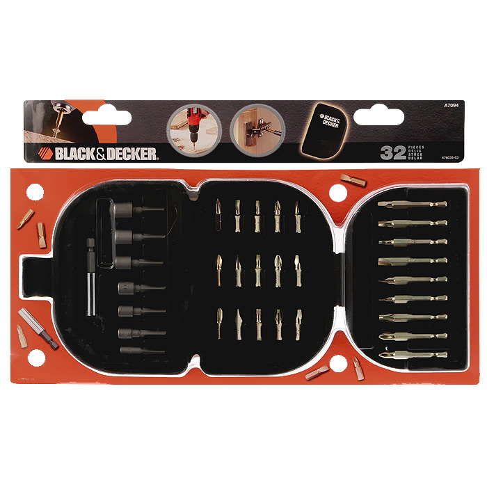 Набор оснастки Black&Decker A7094A7094-XJ Набор оснастки Black&Decker A7094A7094-XJНабор бит Black&Decker A7094 служит для выполнения монтажных и демонтажных работ. Комплект состоит из бит, гаечных насадок и магнитного держателя, которые широко используются при ремонте и строительстве. Диаметр хвостовика: 3,2 мм Рабочий диаметр: 6,4 мм Максимальная скорость: 30 000 об/мин