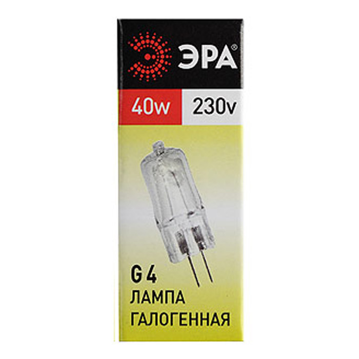 ЭРА G4-JCD-40W-230V-ClC0039280 ЭРА G4-JCD-40W-230V-ClC0039280Галогенные лампы сетевого напряжения ЭРА G4-JCD-40W-230V-Cl отличает экономичность, длительный срок службы и компактный размер. Галогенные лампы - это следующая, после ламп накаливания, ступень эволюции светотехники. Благодаря добавлению паров галогенов (йода или брома) в инертный газ, удается избежать оседания частиц вольфрама на колбе лампы, а это в свою очередь делает лампу гораздо ярче и увеличивает срок ее службы на 20-30% за счет большей сохранности нити накаливания. Галогенные лампы широко используются в тех светильниках, где применение обычных ламп невозможно из-за особенностей конструкции, например, в дизайнерских люстрах, бра и торшерах, в точечной подсветке, в ограниченном пространстве (освещение холодильников, багажников и бардачков автомобилей) и т.д. Разнообразие форм, размеров и способов крепления галогенных ламп позволяет подобрать любую комбинацию для самых неординарных решений по освещению интерьера.