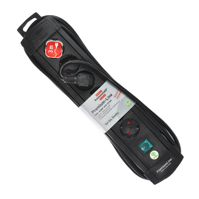 Brennenstuhl Premium-Line удлинитель на 6 розеток 3 м, Black1756110016 Brennenstuhl Premium-Line удлинитель на 6 розеток 3 м, Black1756110016Удлинитель на 6 розеток Brennenstuhl Premium-Line предназначен для подключения различных приборов и устройств к электросети. Надежные гнезда розеток сделаны из специального ударопрочного пластика. Все розетки заземлены и расположены под углом 45° Возможность намотки кабеля для хранения Розетки с защитой от детей Тип кабеля: H05VV-F 3G1,5