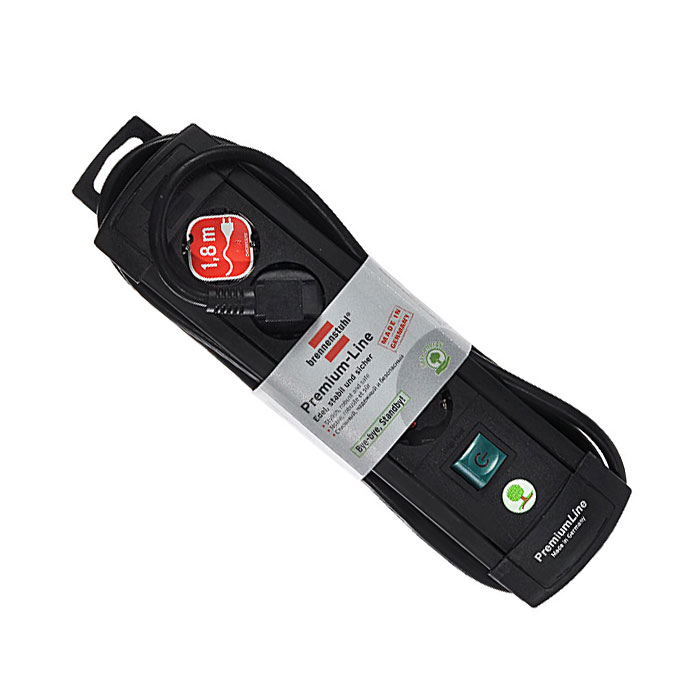 Brennenstuhl Premium-Line удлинитель на 4 розетки 1.8 м, Black1755110014 Brennenstuhl Premium-Line удлинитель на 4 розетки 1.8 м, Black1755110014Удлинитель на 4 розетки Brennenstuhl Premium-Line предназначен для подключения различных приборов и устройств к электросети. Надежные гнезда розеток сделаны из специального ударопрочного пластика. Все розетки заземлены и расположены под углом 45° Возможность намотки кабеля для хранения Розетки с защитой от детей Тип кабеля: H05VV-F 3G1,5
