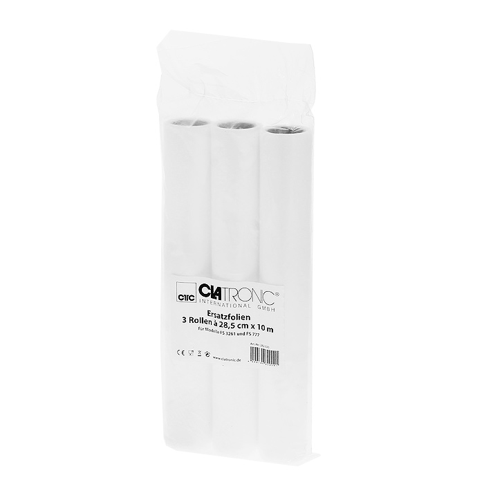 Clatronic EF рулоны для вакуумного упаковщика FS 3261/FS 777, 28,5 см х 10 мEF zu FS 3261&FS 777 Clatronic EF рулоны для вакуумного упаковщика FS 3261/FS 777, 28,5 см х 10 мEF zu FS 3261&FS 777Рулоны для вакуумного упаковщика Clatronic EF zu FS 3261&FS 777. Длина рулона - 28,5 см х 10 м.