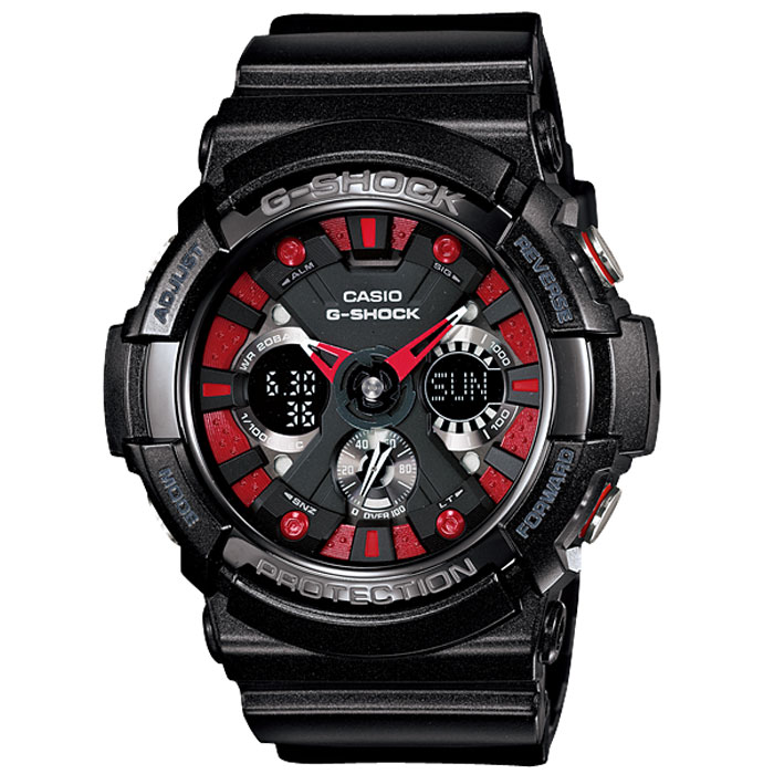 Наручные часы Casio GA-200SH-1AGA-200SH-1A Наручные часы Casio GA-200SH-1AGA-200SH-1AУдаропрочные часы Casio GA-200SH. Автоматическая светодиодная подсветка: Для подсветки дисплея используется светодиод. Также имеется функция автоматического включения подсветки, если Вы наклоните часы к своему лицу. Функция секундомера: Измерение с точностью 1/1000 сек. времени прохождения круга и общего времени. Звуковые сигналы подтверждают начало или остановку секундомера. Предел измерений измерений составляет 100 часов. Функция таймера (с автоматическим повтором): Таймеры обратного отсчета напомнят Вам о текущих или особенных событиях, издав звуковой сигнал в установленное время. Время можно предварительно настроить от 1 минуты и до 24 часов. Часы могут затем автоматически начать отсчет в обратного времени в установленное время. Идеальное решение для людей, которым необходимо ежедневно принимать лекарства или выполнять промежуточные упражнения (тренировки). 5 ежедневных будильников: Будильник напомнит Вам о...
