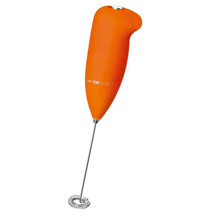 Clatronic MS 3089, Orange пеновзбивательMS 3089 orange Clatronic MS 3089, Orange пеновзбивательMS 3089 orangeВспениватель Clatronic MS 3089 – это простое устройство, предназначенное для приготовления из молока пышной пенки. На это вы потратите всего несколько секунд. Корпус вспенивателя оранжевого цвета сделан из прорезиненного пластика, поэтому устройство не скользит в руке, благодаря чему взбивание покажется комфортным и довольно легким. Clatronic MS 3089 подходит идеально для приготовления различных воздушных десертов и молочных коктейлей. Для работы вспенивателя понадобятся две батарейки АА (в комплект не входят). В комплект поставки входят венчик, миксер и инструкция. Размеры прибора достигают 47 х 225 х 32 мм.