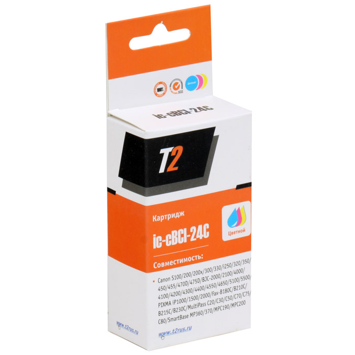 T2 IC-CBCI-24C картридж для Canon S100/300/i250/BJC-2100/4200/5500/PIXMA iP1500/2000IC-CBCI-24C T2 IC-CBCI-24C картридж для Canon S100/300/i250/BJC-2100/4200/5500/PIXMA iP1500/2000IC-CBCI-24CКартридж T2 C-CBCI-24C с цветными чернилами для принтеров и МФУ Canon. Картридж собран из японских комплектующих и протестирован по стандарту STMC.