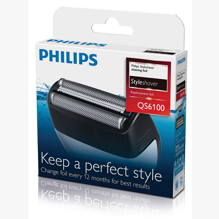 Philips QS6100/50 бритвенная головкаQS6100/50 Philips QS6100/50 бритвенная головкаQS6100/50Бритвенная головка Philips QS6100/50. 100%-ая водонепроницаемость для использования в душе и удобства очистки: Подходит для сухого и влажного бритья и подравнивания. Чтобы очистить устройство, просто промойте его под струей воды. Для качественного бритья заменяйте бритвенные сетки каждые 12 месяцев: 1. отсоедините насадку бритвы с устройства Styleshaver. 2. Снимите старую сетку и режущие блоки. 3. Поместите новую сетку в держатель. 4. Поместите новые режущие блоки в устройство Styleshaver и нажмите на новый держатель и сетку до щелчка. Двойная бритва с триммером сбривает даже самые жесткие волоски: Двойная бритвенная сетка позволяет с легкостью сбривать щетину вокруг бороды и даже на шее. Средний триммер сбривает более длинные и жесткие волосы, а 2 плавающие сетки обеспечивают гладкое бритье на остальных участках лица. Подходит для для Philips QS6140, QS6160
