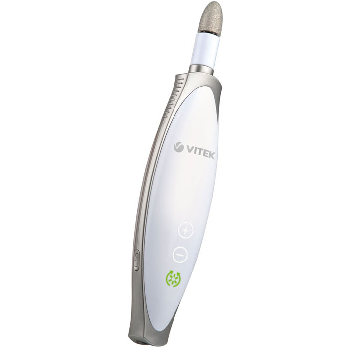 Vitek Набор для маникюра и педикюра VT-2205VT-2205 (W) Vitek Набор для маникюра и педикюра VT-2205VT-2205 (W)Маникюрный набор Vitek VT-2205 — это профессиональный прибор для маникюра и педикюра. Прибор имеет современный эргономичный дизайн, инновационную сенсорную панель управления для удобства и простоты использования, а также 7 насадок. В набор насадок входит: одна коническая пилка для ногтей, одна насадка для полировки ногтей, две насадки с тонким наконечником, одна насадка для удаления мозолей, два абразивных диска для ногтей. Модель VT-2205 оснащена плавной регулировкой скорости от 1750 об/мин до 4000 об/мин и яркой LED подсветкой рабочей области, что позволит тщательно обработать ногтевые пластины с наиболее комфортной скоростью вращения. Для безопасности использования в наборе предусмотрена защитная крышка от попадания мелких частиц в глаза и функция Auto-Stop. Работает от сети. Приятным дополнением служит матерчатый кейс на молнии, в котором все предметы будут на своих местах, и кожух для защиты от ногтевой пыли. Блок питания в комплекте.