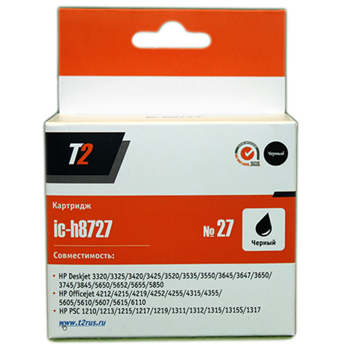 T2 IC-H8727 картридж для HP Deskjet 3320/3520/3550/0/1210/1315/Officejet 4335/6110 (№27), BlackIC-H8727 T2 IC-H8727 картридж для HP Deskjet 3320/3520/3550/0/1210/1315/Officejet 4335/6110 (№27), BlackIC-H8727Картридж T2 IC-H8727 с черными чернилами для струйных принтеров и МФУ HP. Картридж собран из качественных комплектующих и протестирован по стандарту ISO.