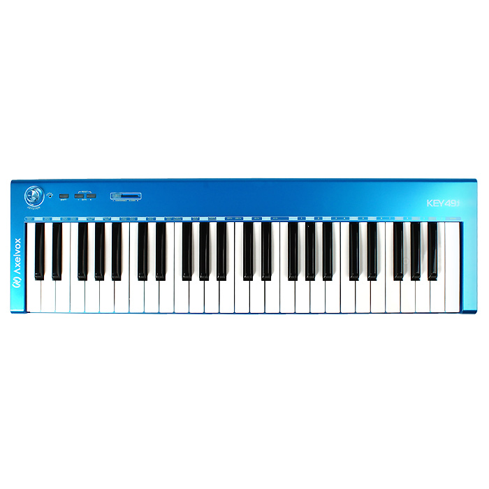 Axelvox KEY49J, Blue Midi-клавиатураAxelvox Axelvox KEY49J, Blue Midi-клавиатураAxelvoxAxelvox KEY49J - ультратонкая, компактная MIDI клавиатура, диапазон - 49 клавиш, чувствительных к скорости нажатия. Имеет минимум органов управления и невысокую стоимость. Несмотря на кажущуюся простоту модель, тем не менее, имеет все необходимые функции для работы с MIDI на компьютере. Встроенный джойстик позволяет управлять высотой тона, модуляцией и послекасанием, есть кнопка переключения октав и фейдер, настроенный по умолчанию на регулировку громкости. Также есть два разъема для подключения педалей. При необходимости всем органам управления можно присвоить значения других контроллеров. Часть функций настраивается с применением клавиатуры инструмента. Встроенный USB MIDI-интерфейс совместим с Windows XP / Vista и Mac OS X.