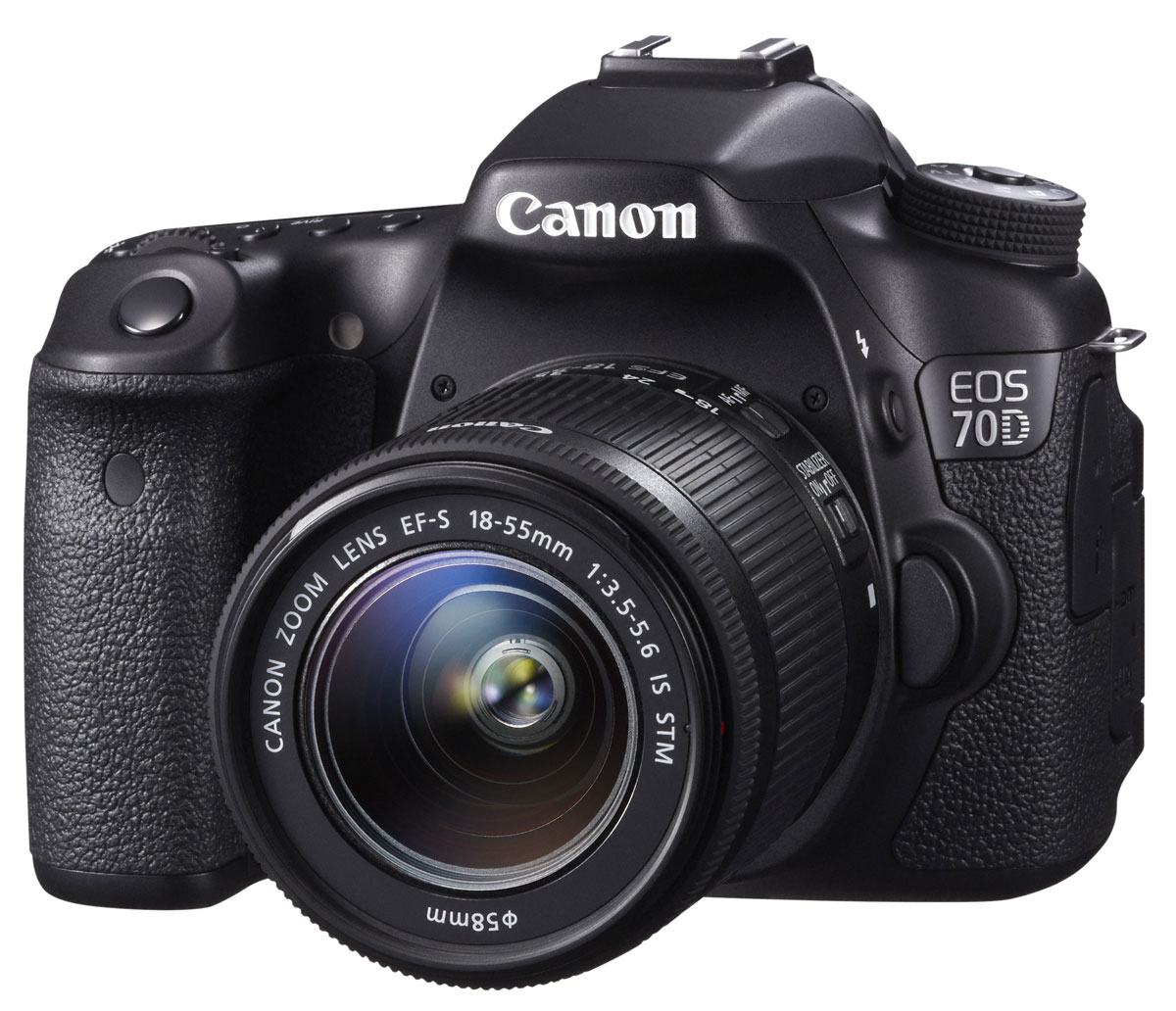 Canon EOS 70D Kit 18-55 IS STM цифровая зеркальная фотокамера8469B011 Canon EOS 70D Kit 18-55 IS STM цифровая зеркальная фотокамера8469B011Сохраняйте важные моменты жизни, делая потрясающие снимки или видеозаписи в формате Full HD с помощью высокопроизводительной камеры Canon EOS 70D со скоростью съемки 7 кадров/с при полном разрешении, усовершенствованной 19-точечной системой автофокусировки и уникальной технологией двухпиксельного CMOS-автофокуса компании Canon. CMOS-датчик с 20,2 млн. пикселей и процессор DIGIC 5+: Высокопроизводительная камера EOS 70D оснащена CMOS-датчиком APS-C с 20,2 млн. пикселей и мощным процессором обработки изображения DIGIC 5+, что позволяет получать безупречно четкие 14-битные изображения и передавать мельчайшие детали. Естественность цветопередачи дополнена плавностью переходов полутонов. Поймайте момент: Получать превосходные фотографии быстро перемещающихся объектов (как, например, в спорте или дикой природе) теперь просто благодаря использованию серийной съемки со скоростью 7 кадров/с при полном разрешении и высокопроизводительной...