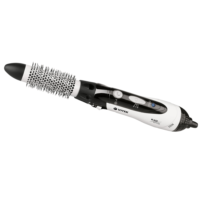 Vitek VT-1342 BW фен-щеткаVT-1342(BW) Vitek VT-1342 BW фен-щеткаVT-1342(BW)Чтобы всегда выглядеть безупречно, вам достаточно пользоваться фен-щеткой VT-1342 BW. Разные насадки, входящие в комплект, позволят вам быстро создать любую прическу без использования дополнительных инструментов и приборов. Вам понравится удобство использования фен-щетки. Ведь все ее насадки оснащены керамическим покрытием, которое бережно относится к волосам. Шнур питания вращается вокруг своей оси, поэтому не доставляет неудобств при использовании устройства. Наличие опции подачи холодного воздуха позволит вам закрепить достигнутый результат, за счет чего ваша прическа продержится намного дольше!