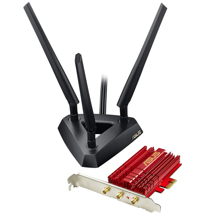 ASUS PCE-AC68 беспроводной адаптерPCE-AC68 ASUS PCE-AC68 беспроводной адаптерPCE-AC68Asus PCE-AC68 - это беспроводной адаптер нового стандарта Wi-Fi 802.11ac, который обеспечивает скорость передачи данных на уровне 1,3 Гбит/с. В комплект поставки устройства входит внешняя база для установки антенн, которую можно поставить в наиболее подходящем для оптимальной работы адаптера месте. Современная функциональность: Поддержка стандарта 802.11ac, реализованная с помощью чипсетов Broadcom, означает, что PCE-AC68 уже сейчас дает возможность всем пользователям насладиться преимуществами новой технологии, которую относят к пятому поколению беспроводных средств коммуникации. Кроме того, этот адаптер обратно совместим со всеми предыдущими версиями Wi-Fi. Увеличенная зона действия: PCE-AC68 может похвастать увеличенным радиусом действия беспроводного модуля, что способствует стабильной передаче данных и устранению «мертвых зон». Беспроводной интерфейс для любого компьютера: Адаптер PCE-AC68 выполнен в форм-факторе платы...
