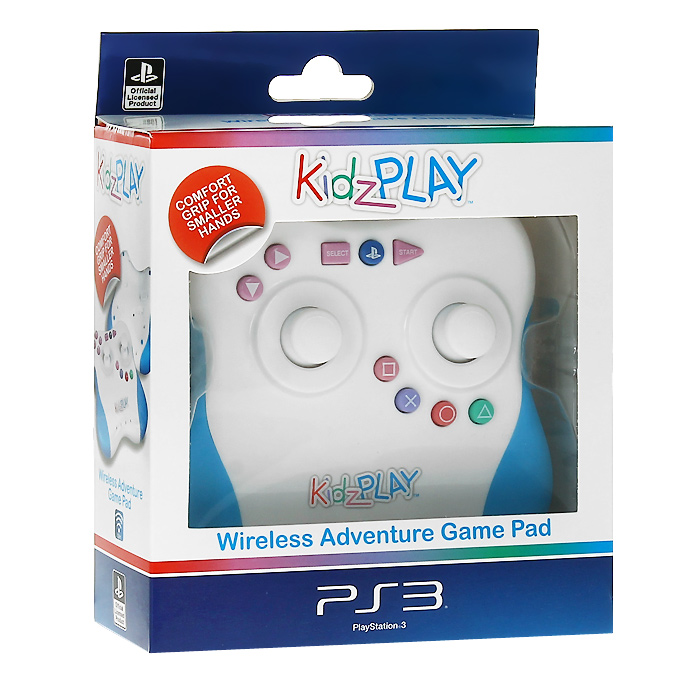 Детский беспроводной контроллер Kidz Play Adventure для PS3 (голубой)PSV-078E Детский беспроводной контроллер Kidz Play Adventure для PS3 (голубой)PSV-078EЯркий и красочный полнофункциональный контроллер Kidz Play Adventure разработан специально для игроков младшего возраста и допускает использование в качестве настольного джойстика. Функционально Kidz Play Adventure полностью соответствует оригинальному контроллеру для PS3 и имеет два аналоговых джойстика, кнопки направления, триггеры и остальные функциональные кнопки. Беспроводной детский игровой контроллер работает от трех батареек типа ААА и имеет индикацию разряда батареи. Корпус устройства пропитан антибактериальным составом, уничтожающим до 99,9% вредоносных микроорганизмов в течение 24 часов. Состав добавлен к пластику перед формовкой, он не смоется и не сотрется во время использования устройства и обеспечит непрерывную защиту в течение всего срока службы устройства, не нарушая эстетику внешнего вида и не оказывая негативного влияния на эксплуатационные качества. Переключатель On/Off Обрезиненные рукоятки Режим энергосбережения Удобное...