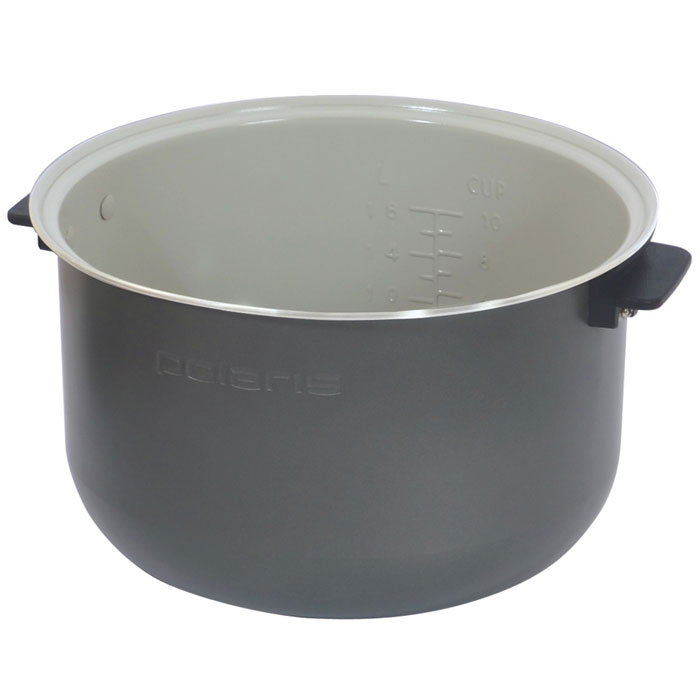 Polaris PIP 0503K чаша для мультиварки с керамическим покрытием004806 Polaris PIP 0503K чаша для мультиварки с керамическим покрытием004806УВАЖАЕМЫЕ КЛИЕНТЫ! Обращаем ваше внимание на тот факт, что объем чаши указан максимальный, с учетом полного наполнения до кромки. Шкала на внутренней стенке имеет меньший литраж.