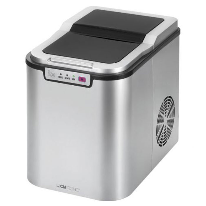 Clatronic EWB 3526 ледогенераторEWB 3526 Clatronic EWB 3526 ледогенераторEWB 3526Компактный ледогенератор Clatronic EWB 3526 с корпусом из нержавеющей стали быстро и просто делает кубики льда одним нажатием кнопки. Этот бытовой прибор прост в обращении и прекрасно подойдет для использования дома и в офисе, в небольших барах, а также для проведения пикников. Для работы просто требуется заполнить резервуар питьевой водой (объем чаши - 2,2 л). Производительность ледогенератора составляет около 10-15 кг льда в сутки (примерно 90 г за 10 минут, что соответствует 9 кубикам льда). Когда устройство заполнено или резервуар пуст, загорается светодиодный индикатор, а также издается звуковой сигнал.