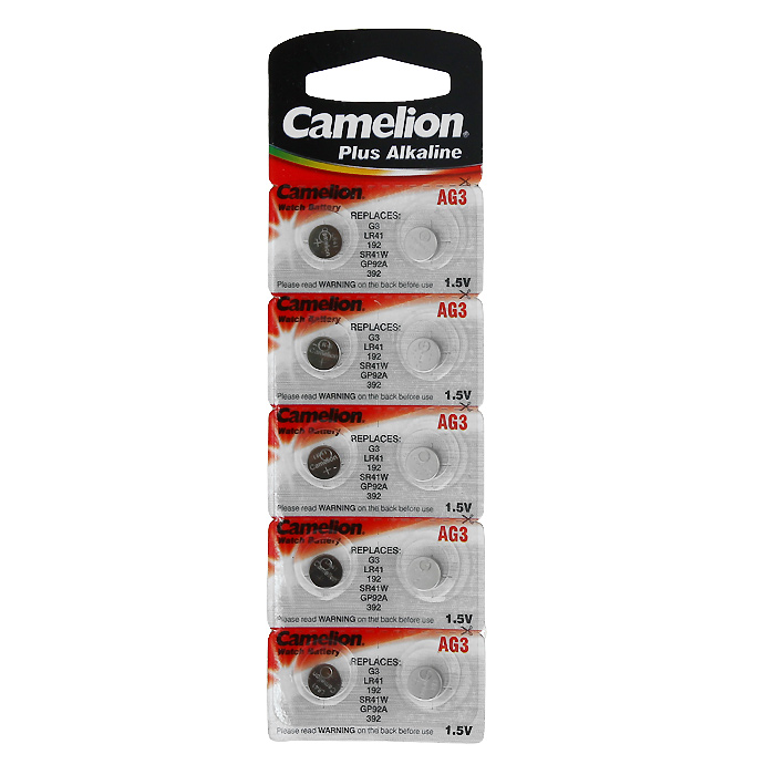 Camelion G3 BL-10 (AG3-BP10, 392A/LR41/192) батарейка для часов, 10 шт1550 Camelion G3 BL-10 (AG3-BP10, 392A/LR41/192) батарейка для часов, 10 шт1550Дисковые щелочные батарейки Camelion G3 BL-10 (AG3-BP10) серии Alkaline применяются для питания игрушек, лазерных указок, часов.