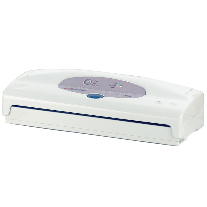 Rommelsbacher VAC 200 Premium вакуумный упаковщикVAC 200 Rommelsbacher VAC 200 Premium вакуумный упаковщикVAC 200Вакуумный упаковщик Rommelsbacher VAC 200 Premium Вакуумная упаковка пищевых продуктов является современным и очень экономичным методом длительного хранения. Поместите приготовленные продукты в специальный пакет, включите упаковщик, немного подождите - и готово. Таким образом легко сохранить аромат блюд, их свежесть и внешний вид в течение долгого времени. Rommelsbacher VAC 200 Premium откачивает до 97% воздуха из пакета и автоматически запечатывает его. Функция MAN SEAL дает возможность контролировать процесс вакуумной упаковки вручную при работе с продуктами, чей внешний вид можно легко испортить. Автоматическая откачка воздуха и запаковка Скорость откачки воздуха: 10 л/мин Вакуум: -0,8 бар Запатентованная система защиты насоса от жидкостей Функция MAN SEAL для ручного режима откачки воздуха и запаковки В комплекте 10 пакетов (200 х 300 мм) , вакуумный шланг, нож для обрезания пленки