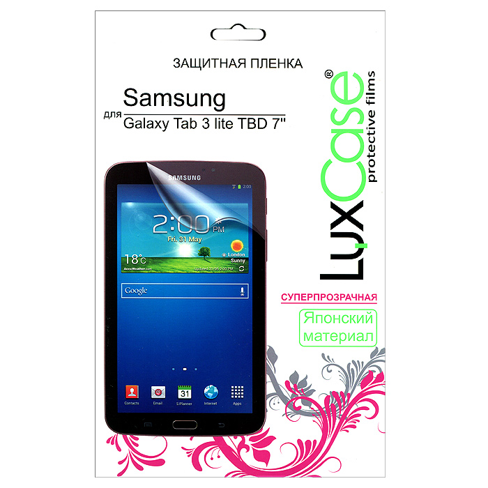 Luxcase защитная пленка для Samsung Galaxy Tab 3 lite TBD 7, суперпрозрачная80991 Luxcase защитная пленка для Samsung Galaxy Tab 3 lite TBD 7, суперпрозрачная80991Защитная пленка Luxcase для планшетов Samsung Galaxy Tab 3 lite TBD 7 (антибликовая или суперпрозрачная) имеет два защитных слоя, которые снимаются во время наклеивания. Данная защитная пленка подходит как для резистивных, так и для емкостных экранов, не снижает чувствительности на нажатие. На защитной пленке есть все технологические отверстия под камеру, кнопки и вырезы под особенности экрана. Благодаря использованию высококачественного японского материала пленка легко наклеивается, плотно прилегает, имеет высокую прозрачность и устойчивость к механическим воздействиям. Потребительские свойства и эргономика сенсорного экрана при этом не ухудшаются.