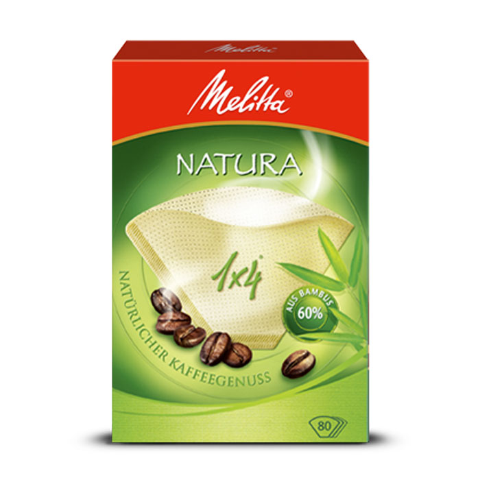 Melitta Natura фильтры для заваривания кофе, 1х4/800100998 Melitta Natura фильтры для заваривания кофе, 1х4/800100998Экологичные фильтры Melitta Natura подарят вам невероятное удовольствие от приготовленного кофе и его аромата. При изготовлении данного вида фильтров используется 60% бамбука. Высочайшая степень фильтрации Чрезвычайно прочный двойной шов Размер 1x4