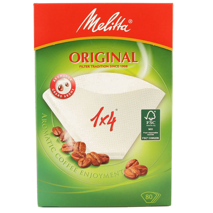Melitta Original, White фильтры для заваривания кофе, 1х4/800100961 Melitta Original, White фильтры для заваривания кофе, 1х4/800100961Оригинальные бумажные фильтры Melitta Original 1x4 натурального белого цвета. Откройте для себя сбалансированный и еще более насыщенный вкус кофе с помощью бумажных фильтров для кофе Original с технологией Aromapor. Арома-поры теперь разделены на 3 арома-зоны, каждая с разным количеством перфораций. Это позволяет бумажным фильтрам для кофе Original быть частью приготовления отличного кофе. Размер: 1х4 Высочайшая степень фильтрации Чрезвычайно прочный двойной шов