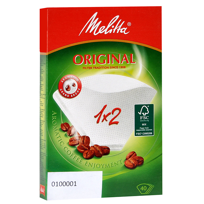 Melitta Original, White фильтры для заваривания кофе, 1х2/400100001 Melitta Original, White фильтры для заваривания кофе, 1х2/400100001Оригинальные бумажные фильтры Melitta Original 1x2 натурального белого цвета. Откройте для себя сбалансированный и еще более насыщенный вкус кофе с помощью бумажных фильтров для кофе Original с технологией Aromapor. Арома-поры теперь разделены на 3 арома-зоны, каждая с разным количеством перфораций. Это позволяет бумажным фильтрам для кофе Original быть частью приготовления отличного кофе. Размер: 1х2 Высочайшая степень фильтрации Чрезвычайно прочный двойной шов