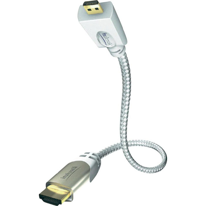 Inakustik Premium Micro кабель HDMI, 0,75 м (00423307)4001985507702 Inakustik Premium Micro кабель HDMI, 0,75 м (00423307)4001985507702Inakustik Premium Micro - это высокоскоростной HDMI кабель c Ethernet-каналом, который позволяет подключать смартфоны, планшетные компьютеры, фото/видеокамеры к аудио/видео ресиверам, телевизорам или проекторам. Благодаря компактному дизайну кабель имеет небольшие размеры и удобен для подключения мобильных устройств. Технология Audio Return Channel (реверсивный звуковой канал) позволяет телевизору через единственный HDMI кабель передавать аудио данные на аудио/видео ресивер, предоставляя пользователю дополнительную гибкость и избавляя его от необходимости использовать дополнительные аудиоподключения. Жилы кабеля имеют тройное экранирование, а позолоченные разъемы обеспечивают передачу