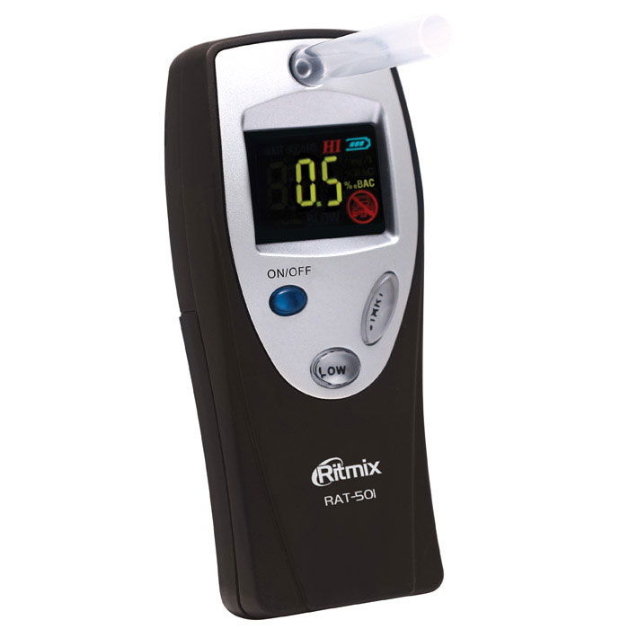 Ritmix RAT-501 алкотестер15116449 Ritmix RAT-501 алкотестер15116449Алкотестер Ritmix RAT-501 предназначен для индивидуального измерения концентрации алкоголя в парах выдыхаемого воздуха. Прибор пересчитывает полученные данные на концентрацию алкоголя в крови и выдаёт результат на цифровой дисплей.