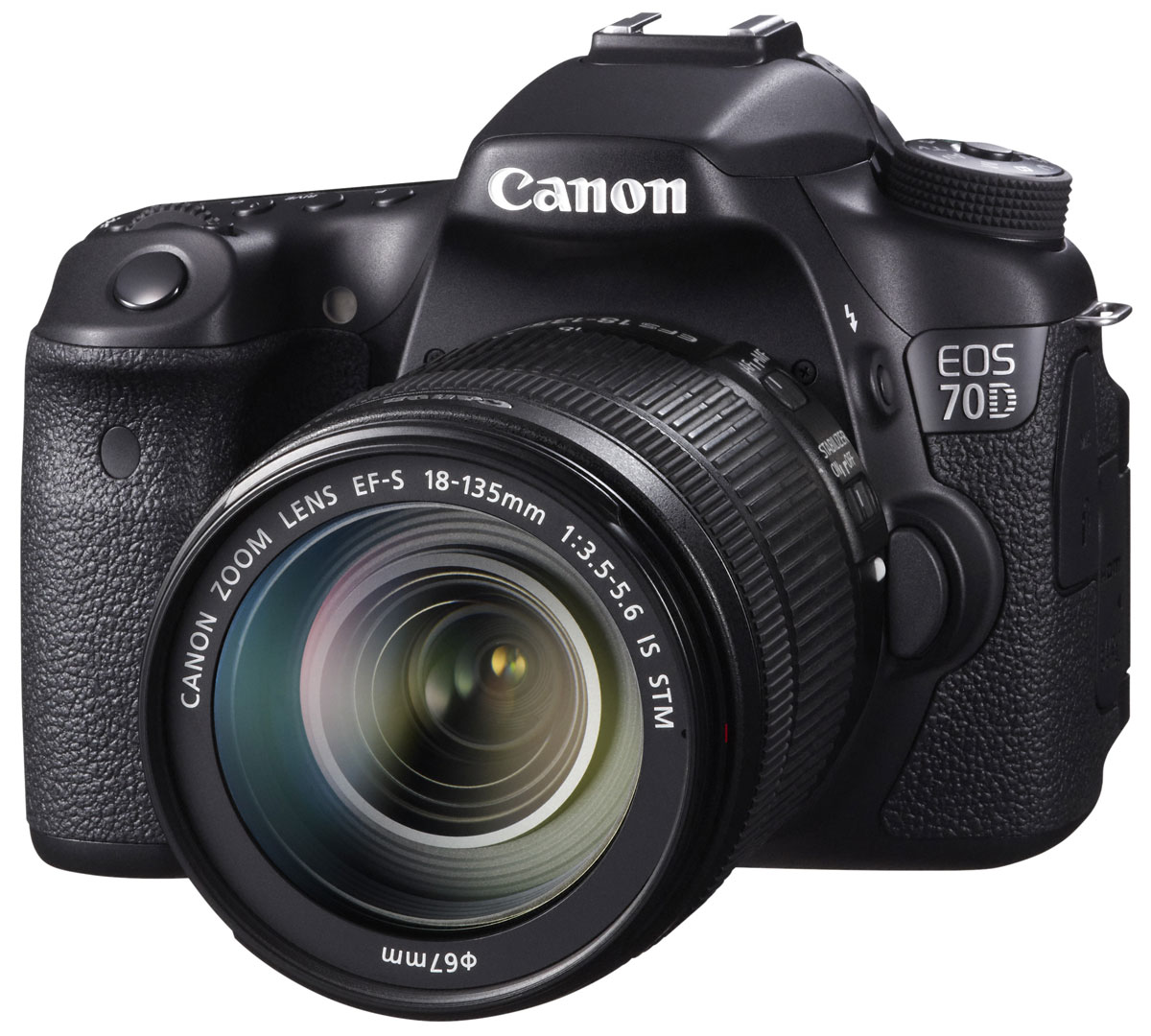 Canon EOS 70D Kit 18-135 IS STM цифровая зеркальная фотокамера8469B018 Canon EOS 70D Kit 18-135 IS STM цифровая зеркальная фотокамера8469B018Сохраняйте важные моменты жизни, делая потрясающие снимки или видеозаписи в формате Full HD с помощью высокопроизводительной камеры Canon EOS 70D со скоростью съемки 7 кадров/с при полном разрешении, усовершенствованной 19-точечной системой автофокусировки и уникальной технологией двухпиксельного CMOS-автофокуса компании Canon. CMOS-датчик с 20,2 млн. пикселей и процессор DIGIC 5+: Высокопроизводительная камера EOS 70D оснащена CMOS-датчиком APS-C с 20,2 млн. пикселей и мощным процессором обработки изображения DIGIC 5+, что позволяет получать безупречно четкие 14-битные изображения и передавать мельчайшие детали. Естественность цветопередачи дополнена плавностью переходов полутонов. Поймайте момент: Получать превосходные фотографии быстро перемещающихся объектов (как, например, в спорте или дикой природе) теперь просто благодаря использованию серийной съемки со скоростью 7 кадров/с при полном разрешении и высокопроизводительной...