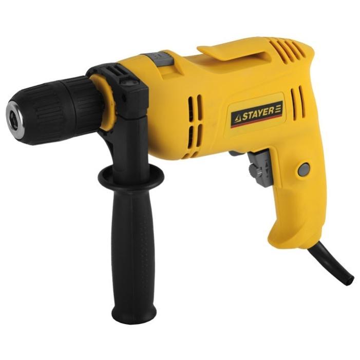 Stayer SID-650-E дрель ударная, 650ВтSID-650-E Stayer SID-650-E дрель ударная, 650ВтSID-650-ESTAYER SID-650-E - это электрическая ударная дрель (электродрель) с современным эргономичным дизайном, мощностью 650 Вт. Предназначена для сверления и сверления с ударом отверстий в различных материалах (дерево, сталь, пластик, кирпич, легкий бетон и т.д.) при установке соответствующих сверл. Может использоваться в качестве шуруповерта. Дрель снабжена электронной регулировкой частоты оборотов, кнопкой фиксации выключателя, линейкой-упором, дополнительной рукояткой.