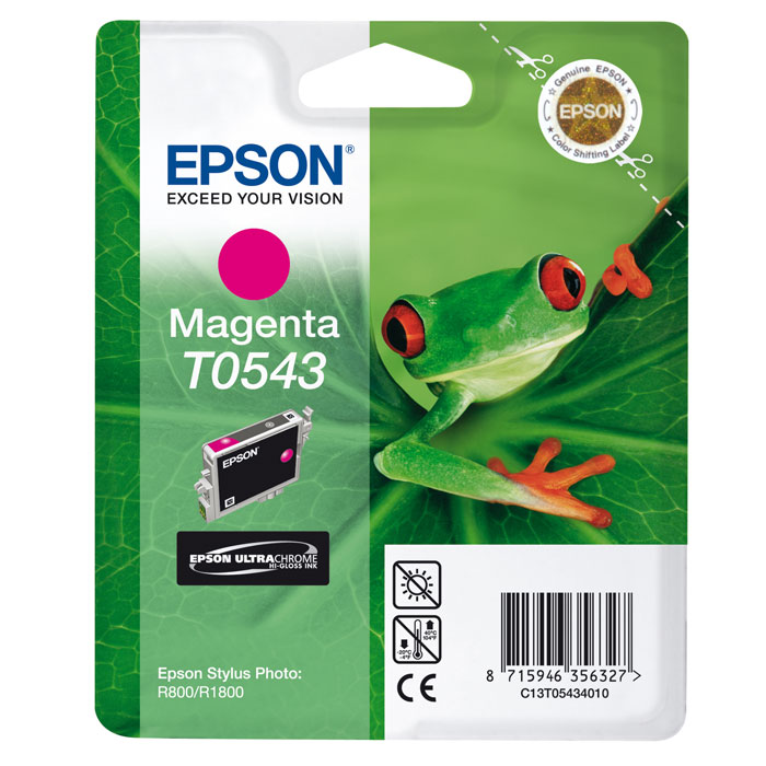 Epson T0543 (C13T05434010), Magenta картридж для Stylus Photo R800/R1800C13T05434010 Epson T0543 (C13T05434010), Magenta картридж для Stylus Photo R800/R1800C13T05434010Картридж Epson T054 с цветными чернилами для струйной печати. Качество устройств Epson и расходных материалов гарантируют четкую печать и устойчивость к выцветанию. Картридж прост в установке и использовании.