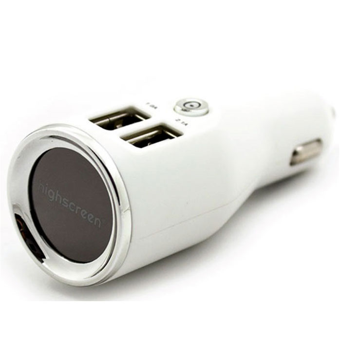 Highscreen Autostorm X31, White автомобильное ЗУ2USB_white Highscreen Autostorm X31, White автомобильное ЗУ2USB_whiteОригинальное автомобильное зарядное устройство Highscreen Autostorm X31 c 2 USB портами. Общая мощность составляет 3,1А (1А+2,1А). Зарядное устройство оснащено кнопкой включения/выключения, что позволяет вам отключить устройство не вынимая его из прикуривателя. Highscreen Autostorm X31 - полезное и эффективное зарядное устройство, рекомендовано производителем для зарядки в автомобиле смартфонов Highscreen.