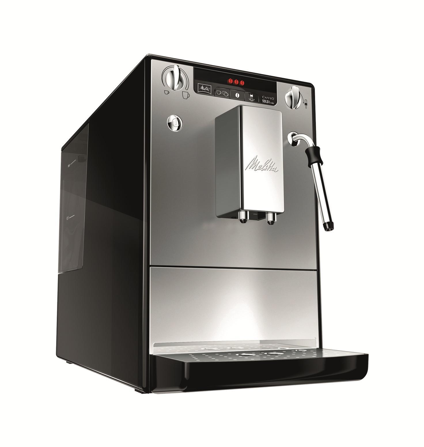 Melitta Caffeo Solo&milk E953-102, Silver Black кофемашинаCaffeo Solo&milk Silver Black Melitta Caffeo Solo&milk E953-102, Silver Black кофемашинаCaffeo Solo&milk Silver BlackАвтоматическая кофемашина Caffeo Solo&milk компании Melitta для приготовления кофейных напитков из зернового или молотого кофе. Функциональна, обладает повышенной работоспособностью. Оснащена капучинатором Panarello, который дает порцию горячей воды, подогревает и вспенивает молоко. Съемный заварной механизм имеет функцию предварительного смачивания, благодаря чему раскрывается полностью вкус и аромат кофе. Строгость и компактность Melitta E 953 является одной из самых маленьких кофемашин в мире. И тем не менее, этого вполне достаточно для высоких технологий Melitta и чистого наслаждения кофе. Индивидуальные настройки приготовления кофе Наслаждение без компромиссов: вы выбираете крепость и температуру своего кофе. Кроме того, одним поворотом регулятора вы также программируете количество кофе в соответствии с размером чашки. Специальная система предварительного заваривания кофе Для того, чтобы вы получили максимальное удовольствие,...