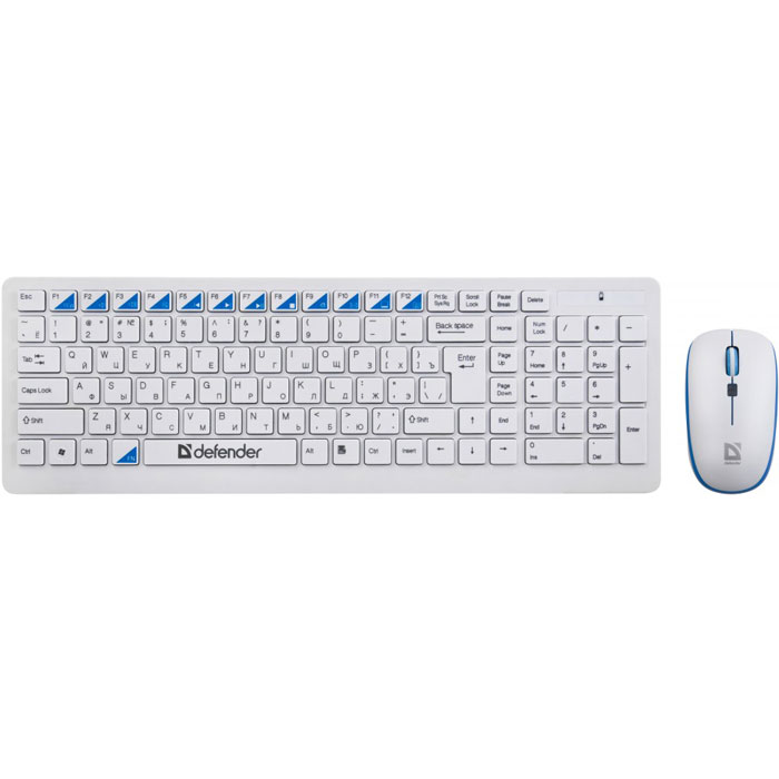 Defender Skyline 895 Nano, White клавиатура и мышь45895 Defender Skyline 895 Nano, White клавиатура и мышь45895Skyline 895 Nano — cтильный компактный комплект, состоящий из беспроводной клавиатуры с плоскими разделенными клавишами и мини-мыши с кнопкой смены разрешения. Увеличенный радиус действия беспроводной связи обеспечивает большую свободу действий. Благодаря многоуровневой системе экономии энергии набор проработает дольше без замены батарей. Миниатюрный наноприменик для мыши можно хранить в специально отведенном месте в батарейном отсеке мыши, благодаря чему ее можно брать с собой в поездки. Приемник не потеряется и не сломается. Для работы не нужны драйверы.