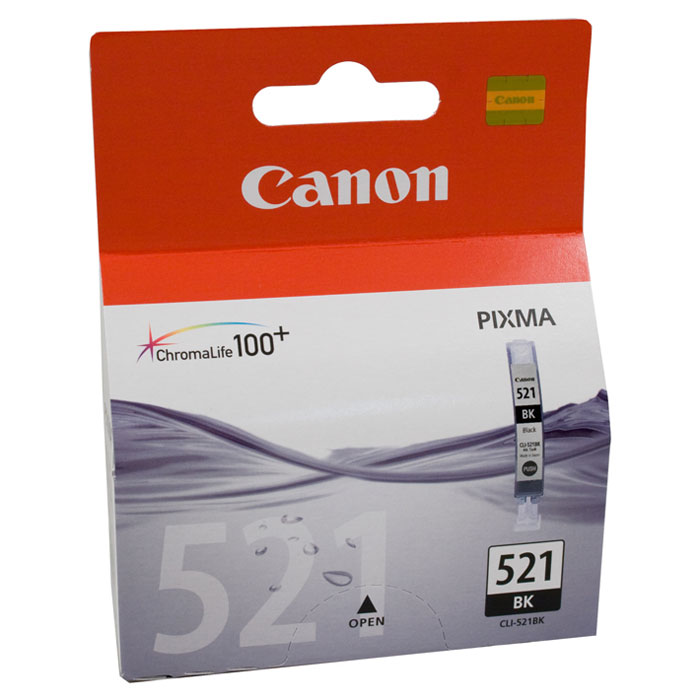 Canon CLI-521BK, Black картридж для струйных МФУ/принтеров2933B004 Canon CLI-521BK, Black картридж для струйных МФУ/принтеров2933B004Картридж с цветными чернилами Canon CLI-521 для струйных принтеров и МФУ Canon.