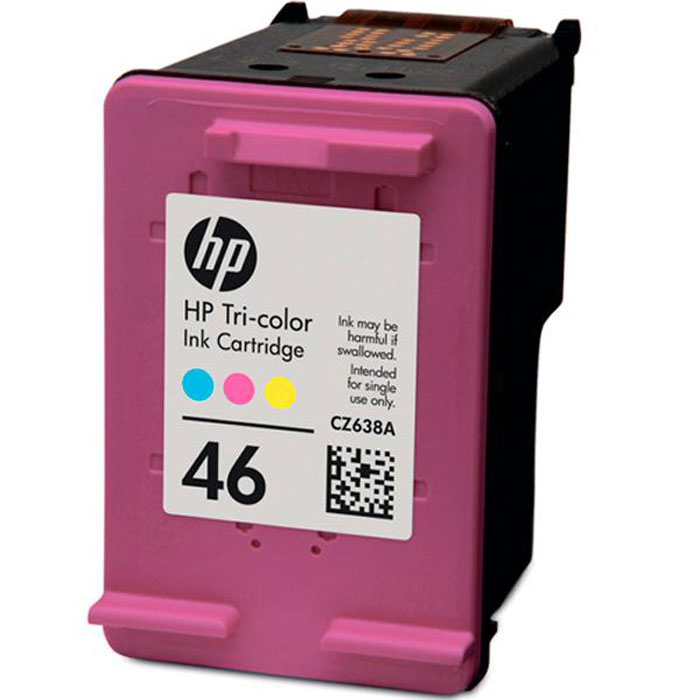 HP CZ638AE (46), трехцветный струйный картриджCZ638AE HP CZ638AE (46), трехцветный струйный картриджCZ638AEКартриджи HP CZ638AE (46) Advantage позволяют печатать высококачественные документы и яркие фотографии