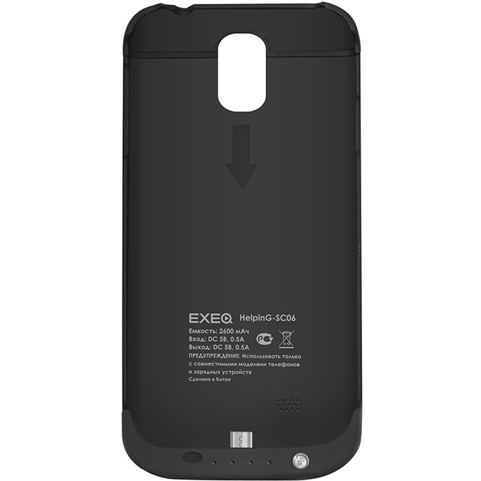 EXEQ HelpinG-SC06 чехол-аккумулятор для Samsung Galaxy S4, Black (2600 мАч, клип-кейс)HelpinG-SC06 BL EXEQ HelpinG-SC06 чехол-аккумулятор для Samsung Galaxy S4, Black (2600 мАч, клип-кейс)HelpinG-SC06 BLExeq HelpinG-SС06 – универсальный аксессуар, благодаря которому ваш смартфон не только будет надежно защищен, но обеспечен своевременной подзарядкой! Exeq HelpinG-SС06 выполнен из прочного прорезиненного пластика, который надежно защитит смартфон от ударов, царапин и загрязнений. Встроенный аккумулятор обеспечит подзарядку батареи смартфона в самые нужные моменты его использования. В качестве приятного дополнения Exeq HelpinG-SС06 имеет откидывающуюся подставку. Специальная конструкция чехла с выдвижной верхней частью позволит удобно и надежно поместить телефон в чехол, а при необходимости легко и быстро достать телефон из чехла. Хотя извлекать телефон из надежного Exeq HelpinG-SС06 вам вряд ли понадобится – заряжать телефон можно непосредственно в чехле, подключив к нему зарядное устройство телефона и нажав кнопку питания на чехле. Если кнопку питания не нажимать, то будет происходить зарядка чехла-аккумулятора. Аналогично происходит и подключение телефона к компьютеру –...