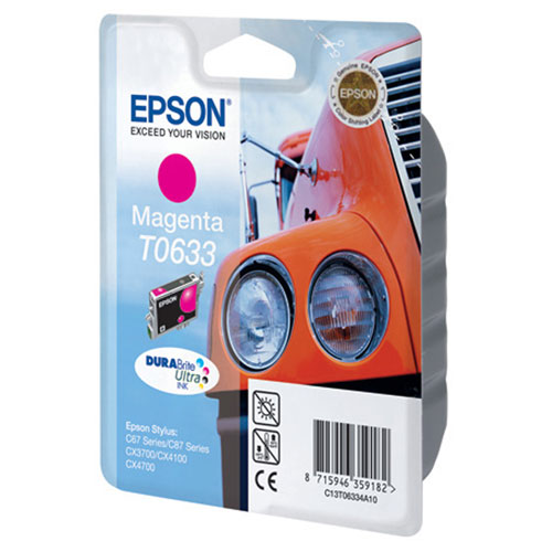 Epson C13T06334A10, Magenta струйный картриджC13T06334A10 Epson C13T06334A10, Magenta струйный картриджC13T06334A10Картридж Epson T063 с цветными чернилами для струйной печати.
