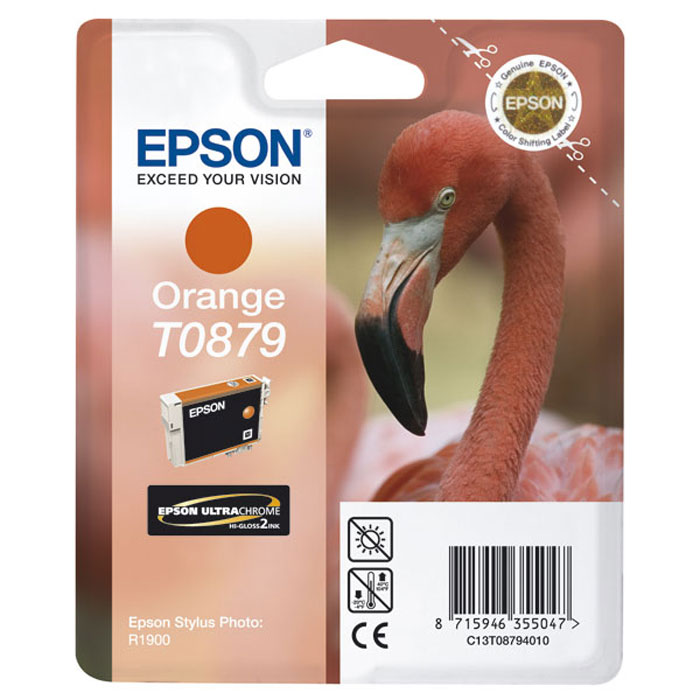 Epson T0879 (C13T08794010), Orange картридж для R1900C13T08794010 Epson T0879 (C13T08794010), Orange картридж для R1900C13T08794010Картридж Epson с цветными глянцевыми чернилами для струйной печати.
