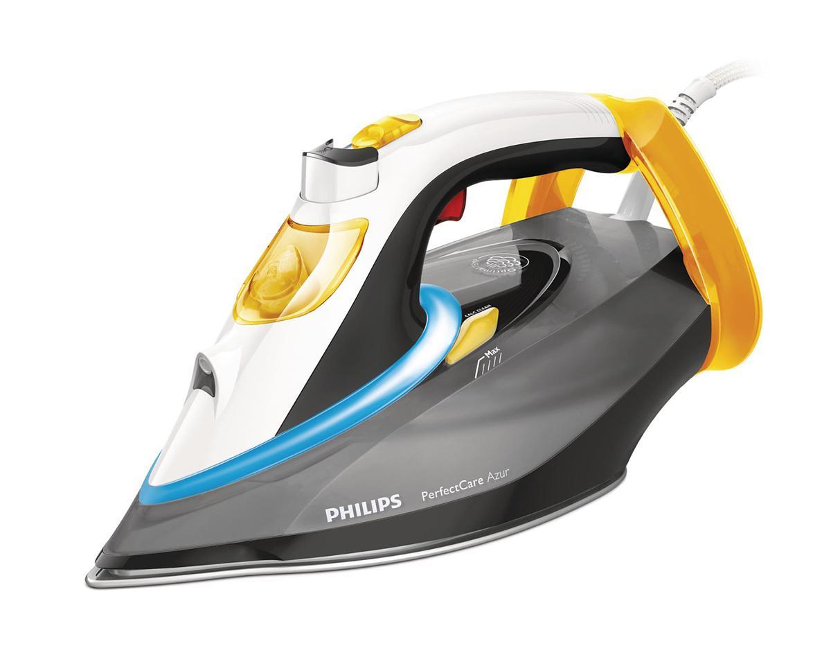 Philips Azur GC4912/80 паровой утюг - PhilipsGC4912/80 Philips Azur GC4912/80 паровой утюг - PhilipsGC4912/80Утюг Philips Azur GC 4912/80 сочетает в себе высокую мощность и бережное разглаживание деликатных вещей. Максимальная мощность утюга 2400 Вт, паровой удар 180 г/мин и функция вертикального отпаривания, а также постоянная подача пара до 45 гр/мин с регулировкой, кроме того он имеет подошву T-ionicGlide со специальным покрытием из нержавеющей стали обладает отличными возможностями скольжения по ткани вне зависимости от ее типа. Благодаря узкой верхней части подошвы можно легко отгладить манжеты рубашки или карманы. Функция разбрызгивания позволяет направить воду на отдельные складки. Большая полупрозрачная емкость для воды 350 мл, шнур длиной 2,5 м и шарнирное крепление кабеля, которое обеспечивает поворот на 360 градусов. Также в этом утюге имеются ряд дополнительных функций: функция самоочистки и система защиты от накипи, автоматическое отключение, а также функция автоматического отключения.