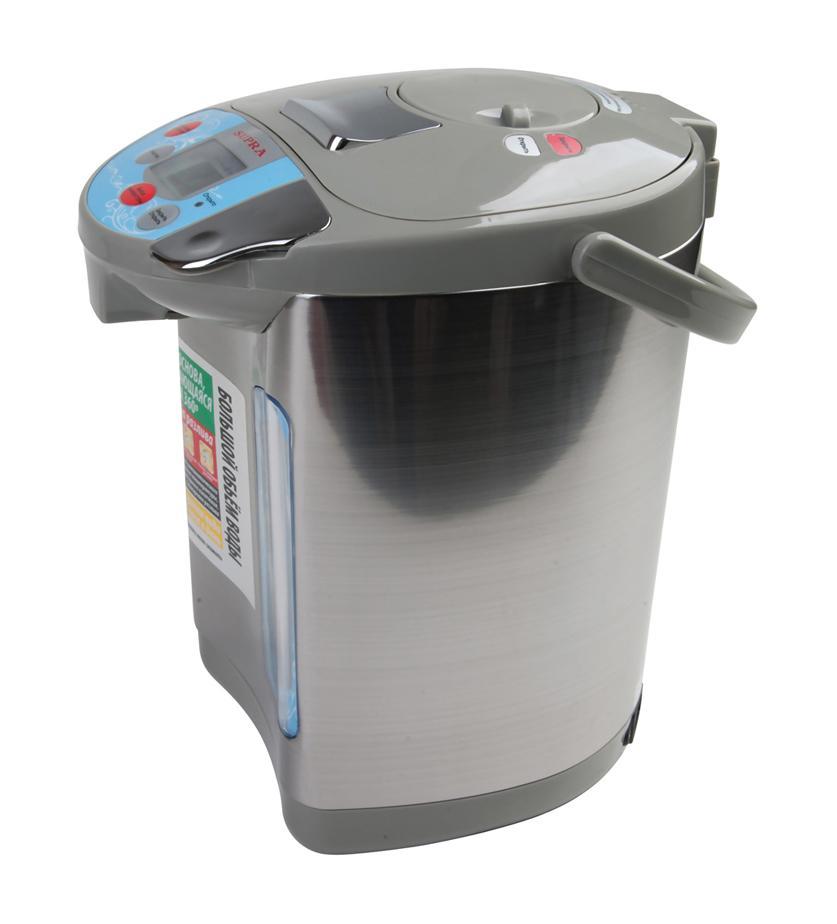 Supra TPS-3016 термопотTPS-3016 Supra TPS-3016 термопотTPS-3016Внутренний резервуар термопота Supra TPS-3016 сделан из нержавеющей стали. В приборе есть индикаторы кипячения, поддержания температуры. Когда прибор включен, после кипячения воды, он переключается в режим поддержания температуры воды в резервуаре. Очень удобно, если вы собираетесь на пикник или в загородный дом.